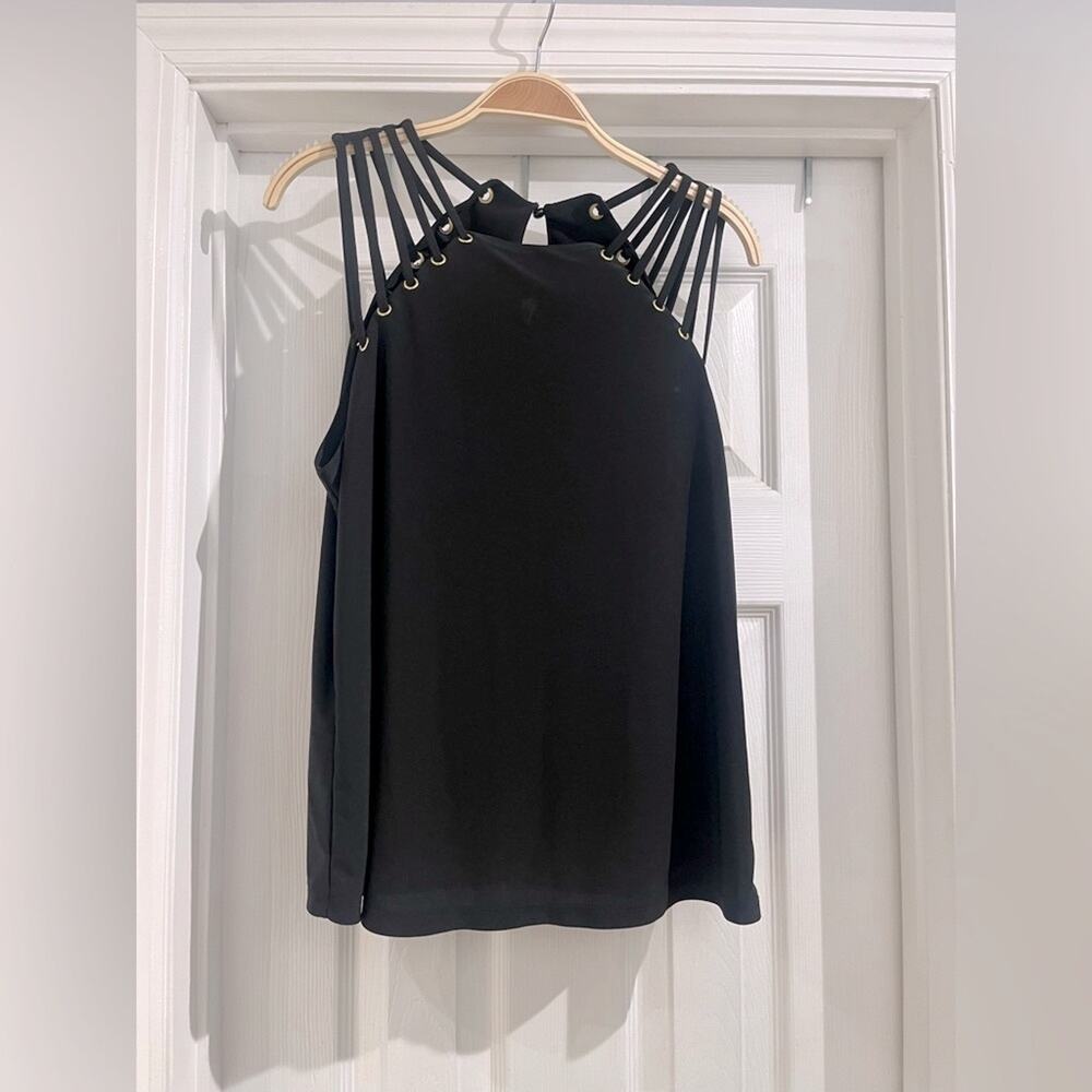 A.U.W. Women’s Black Strappy Sleeveless Blouse Sz L